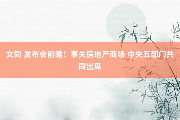 女同 发布会前瞻！事关房地产商场 中央五部门共同出席