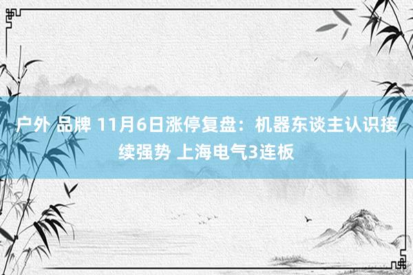 户外 品牌 11月6日涨停复盘:机器东谈主认识接续强势 上海电气3连板
