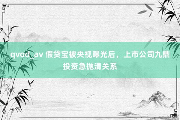 qvod_av 假贷宝被央视曝光后，上市公司九鼎投资急抛清关系