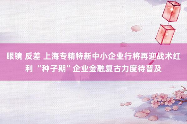 眼镜 反差 上海专精特新中小企业行将再迎战术红利 “种子期”企业金融复古力度待普及